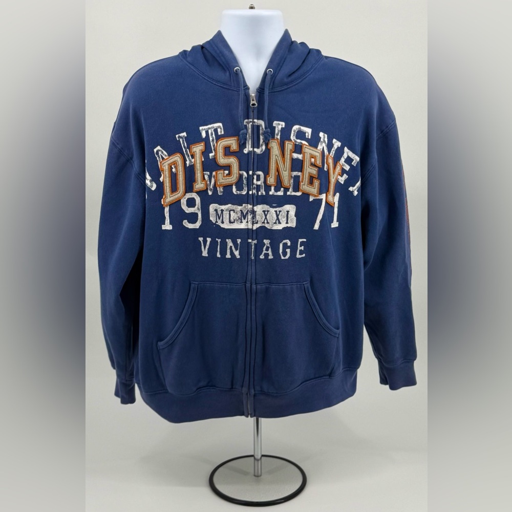 Walt Disney World WDW Resort Full Zip Blue &‎ Orange Hoodie 1971 Medium *DEFECT*